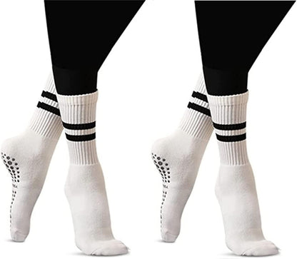 Flydo Pilates Grip Socks for Women Grippy Yoga Non Slip Long Barre Socks