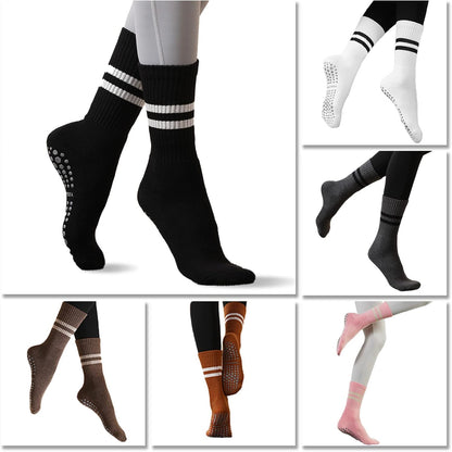 Flydo Pilates Grip Socks for Women Grippy Yoga Non Slip Long Barre Socks