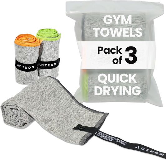 Microfiber Gym Towels 5 Pack, Quick Dry Silver ION Odor-Free Super Absorbent Sweat Towels for Men & Women, Workout, Yoga, Running, Beach, Travel – 16x30.5 Inch (Midnight Blue)