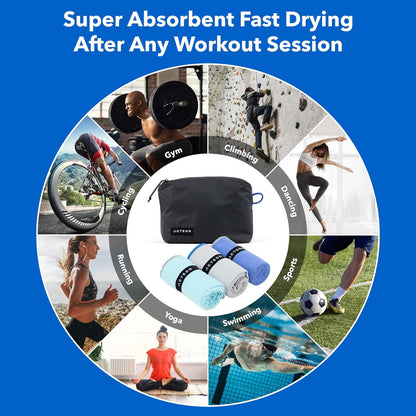Microfiber Gym Towels 5 Pack, Quick Dry Silver ION Odor-Free Super Absorbent Sweat Towels for Men & Women, Workout, Yoga, Running, Beach, Travel – 16x30.5 Inch (Midnight Blue)