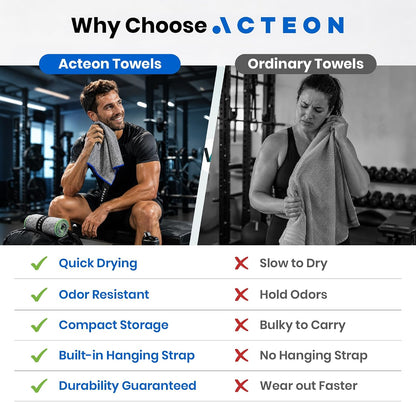 Microfiber Gym Towels 5 Pack, Quick Dry Silver ION Odor-Free Super Absorbent Sweat Towels for Men & Women, Workout, Yoga, Running, Beach, Travel – 16x30.5 Inch (Midnight Blue)