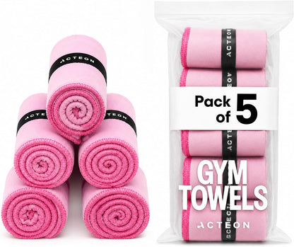 Microfiber Gym Towels 5 Pack, Quick Dry Silver ION Odor-Free Super Absorbent Sweat Towels for Men & Women, Workout, Yoga, Running, Beach, Travel – 16x30.5 Inch (Midnight Blue)