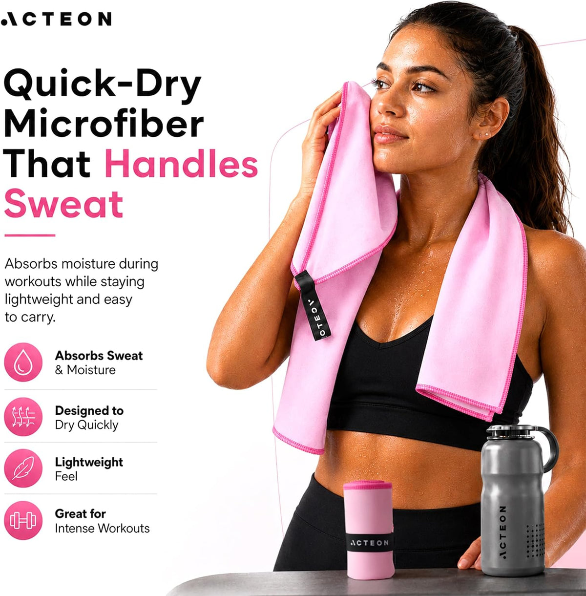 Microfiber Gym Towels 5 Pack, Quick Dry Silver ION Odor-Free Super Absorbent Sweat Towels for Men & Women, Workout, Yoga, Running, Beach, Travel – 16x30.5 Inch (Midnight Blue)