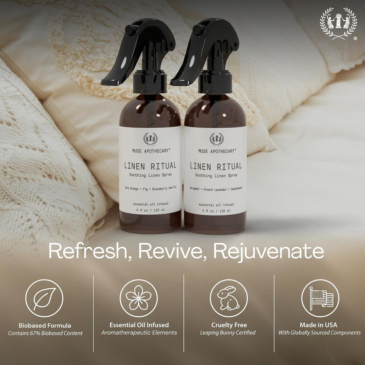 Pillow Ritual - Aromatic, Calming and Relaxing Pillow Mist, Linen and Fabric Spray - Infused with Natural Aromatherapy Essential Oils - 4 oz, Fleur du Lavender