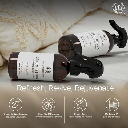 Pillow Ritual - Aromatic, Calming and Relaxing Pillow Mist, Linen and Fabric Spray - Infused with Natural Aromatherapy Essential Oils - 4 oz, Fleur du Lavender