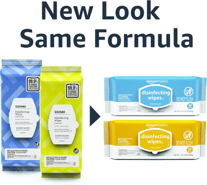 Disinfecting Wipes, Lemon & Fresh Air Scent, Multi-Surface, Sanitizes/Cleans/Disinfects/Deodorizes, Strong & Convenient, 320 Count (4 Packs of 80)