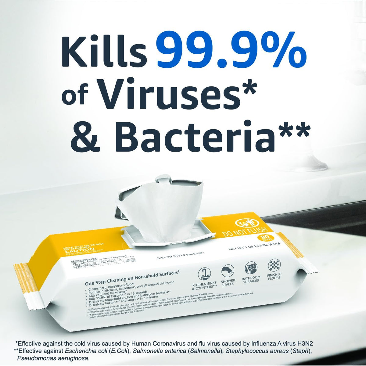 Disinfecting Wipes, Lemon & Fresh Air Scent, Multi-Surface, Sanitizes/Cleans/Disinfects/Deodorizes, Strong & Convenient, 320 Count (4 Packs of 80)