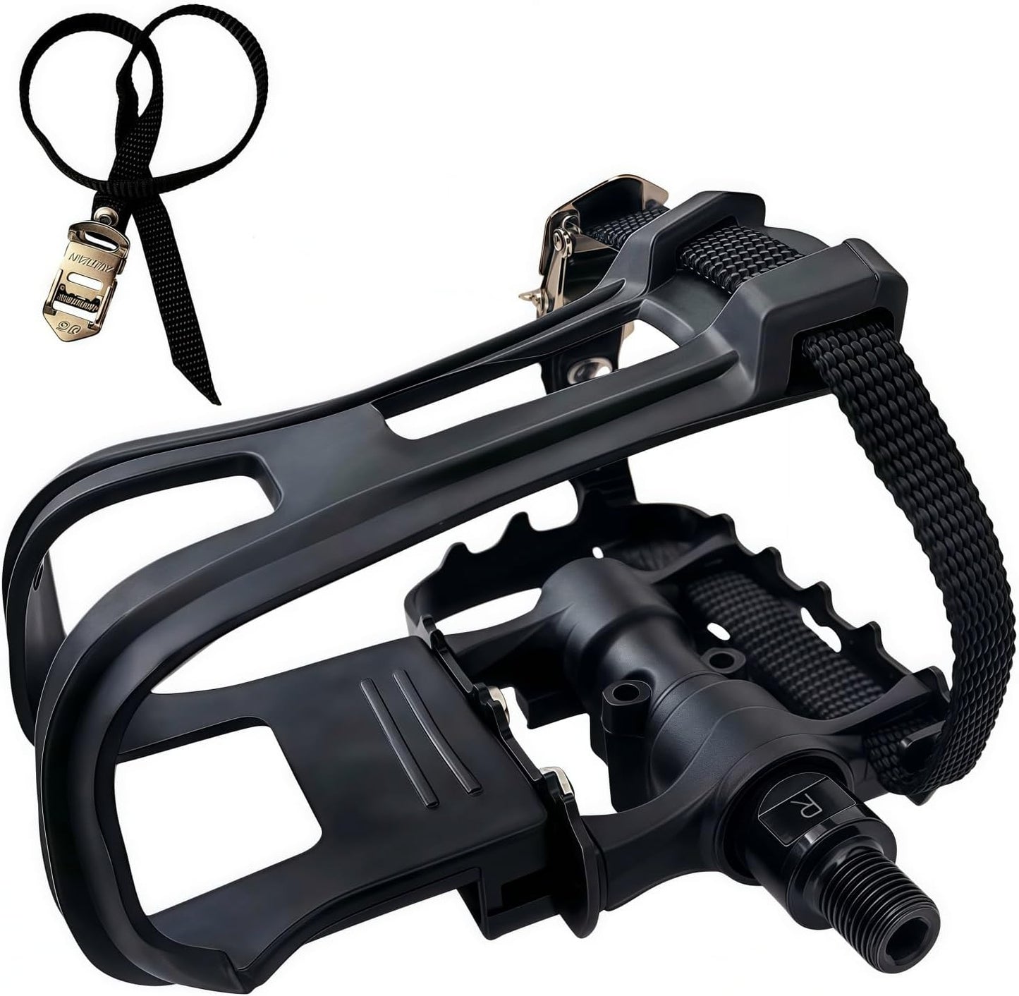 Professional Bike Pedals with Adjustable Toe Clips & Straps | Dual Sealed Bearings for 360° Smooth Ride | Lightweight Alloy-Composite Pedals for Spin, Peloton, Schwinn, Road & Mountain Bikes