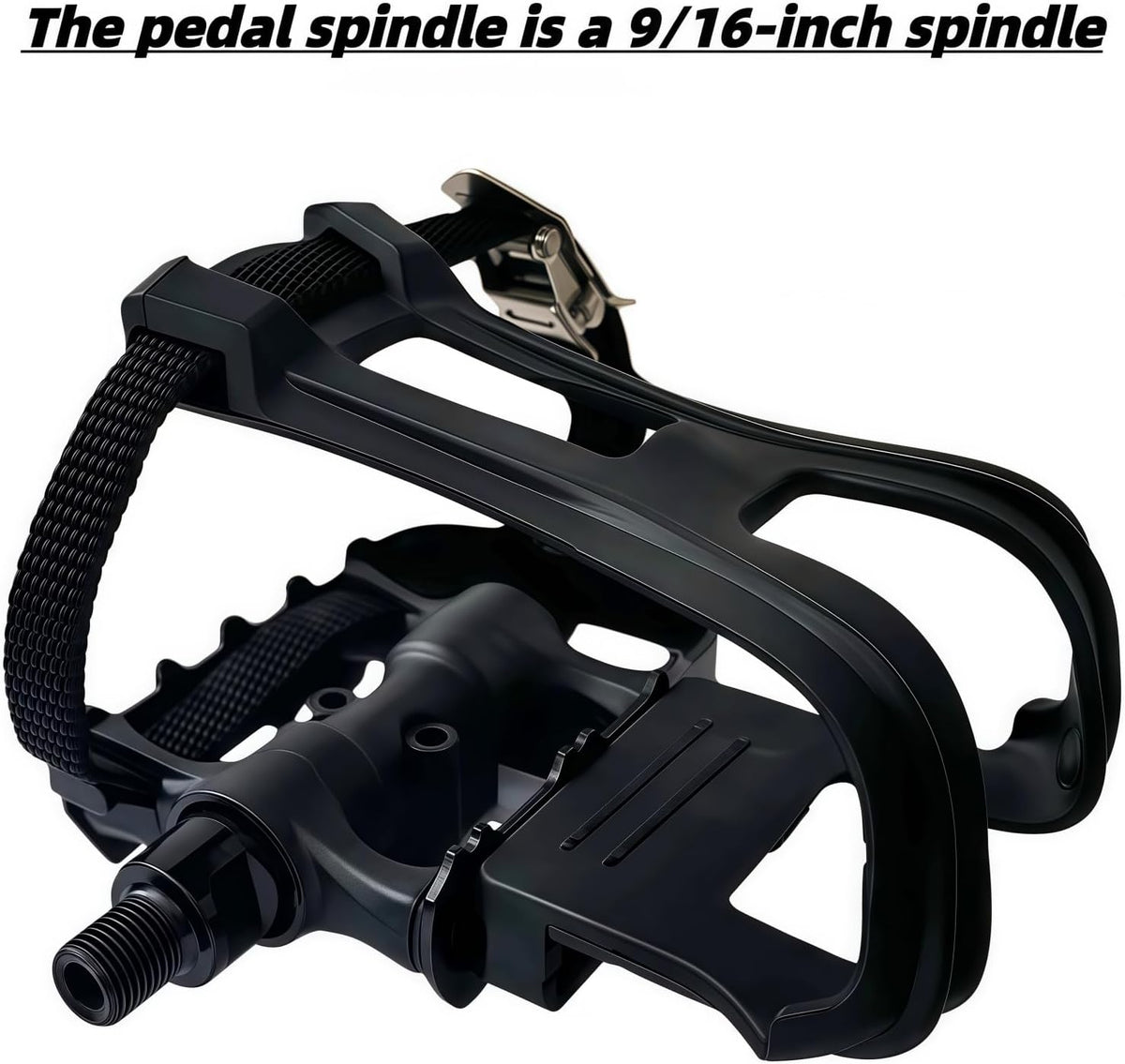 Professional Bike Pedals with Adjustable Toe Clips & Straps | Dual Sealed Bearings for 360° Smooth Ride | Lightweight Alloy-Composite Pedals for Spin, Peloton, Schwinn, Road & Mountain Bikes