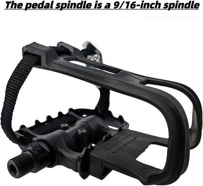 Professional Bike Pedals with Adjustable Toe Clips & Straps | Dual Sealed Bearings for 360° Smooth Ride | Lightweight Alloy-Composite Pedals for Spin, Peloton, Schwinn, Road & Mountain Bikes