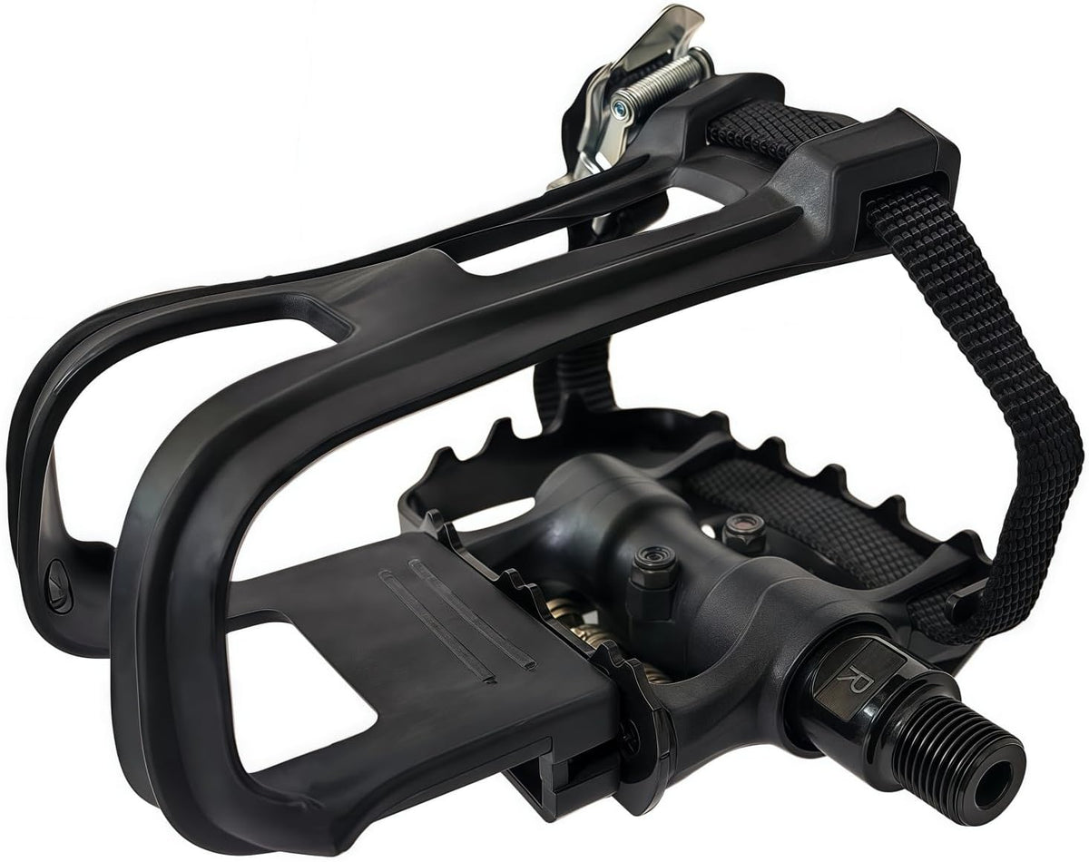 Professional Bike Pedals with Adjustable Toe Clips & Straps | Dual Sealed Bearings for 360° Smooth Ride | Lightweight Alloy-Composite Pedals for Spin, Peloton, Schwinn, Road & Mountain Bikes
