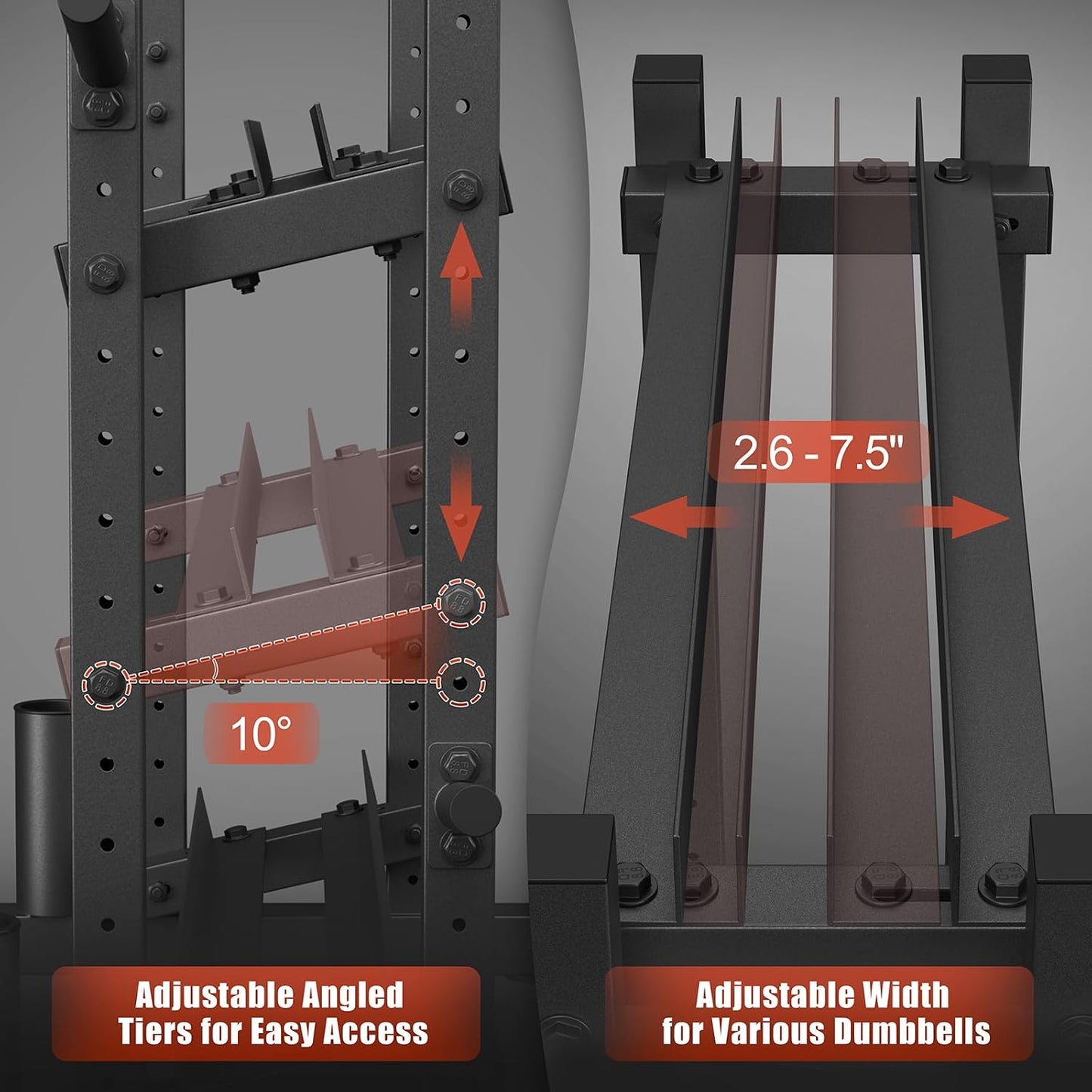 3-Tier Dumbbell Rack, 1100LB Capacity Adjustable Weight Rack for Home Gym, Heavy-Duty Weight Stand for Dumbbells Kettlebells & Weight Plates(Rack Only)