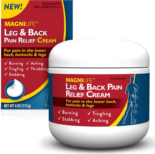 Leg & Back Pain Relief Cream (4 oz), Topical Support for Leg Pain & Lower Back Discomfort, Fast Absorbing, No Residue, Mild Scent, Massage-in Formula