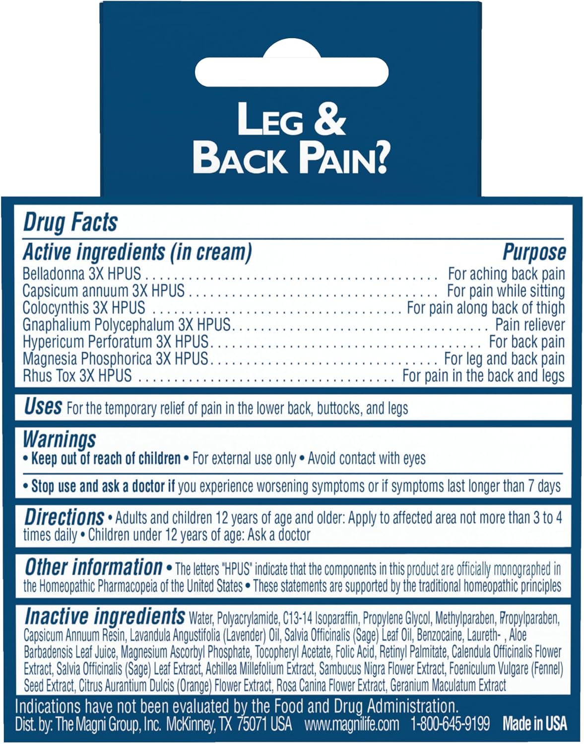 Leg & Back Pain Relief Cream (4 oz), Topical Support for Leg Pain & Lower Back Discomfort, Fast Absorbing, No Residue, Mild Scent, Massage-in Formula