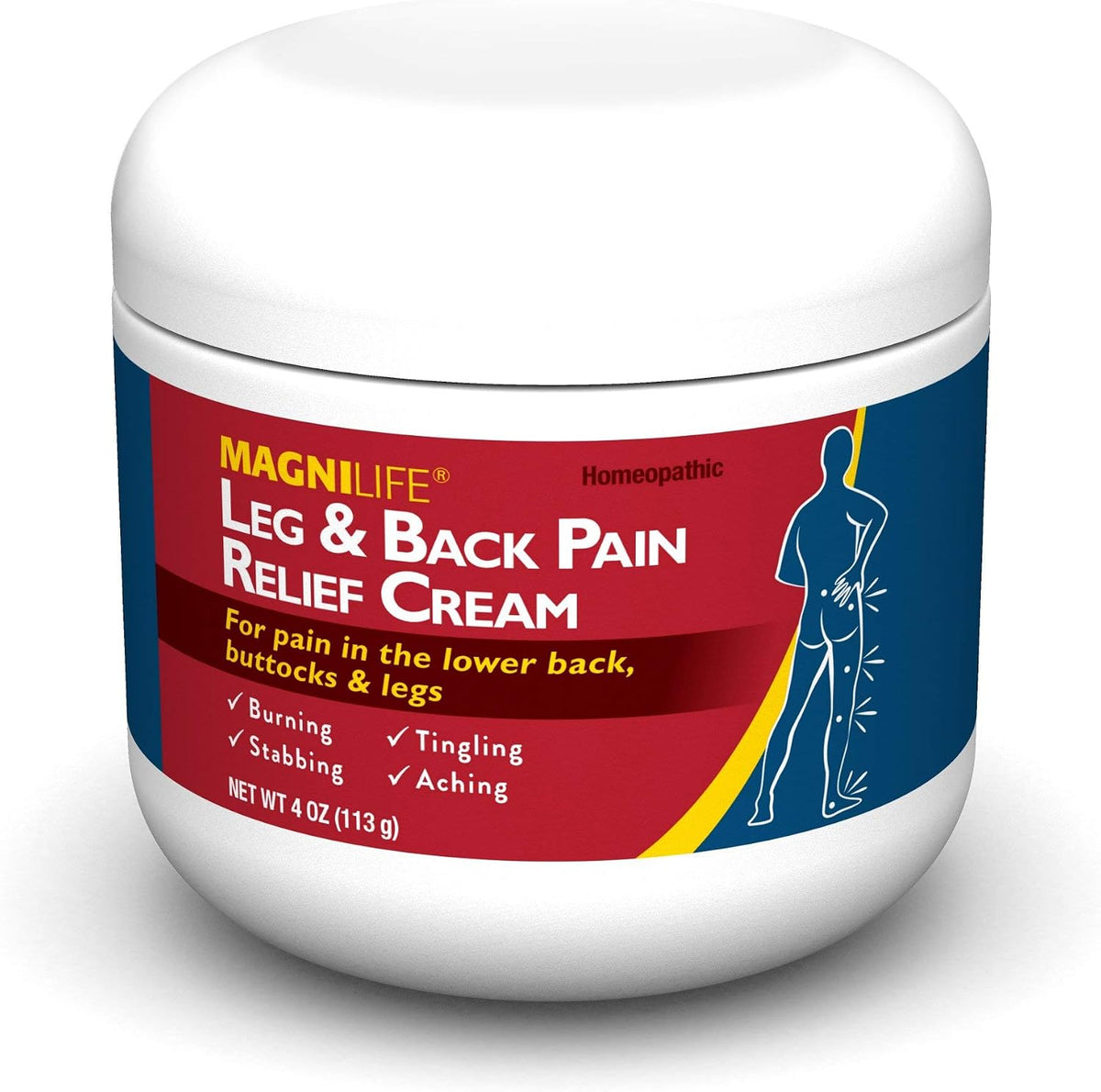 Leg & Back Pain Relief Cream (4 oz), Topical Support for Leg Pain & Lower Back Discomfort, Fast Absorbing, No Residue, Mild Scent, Massage-in Formula