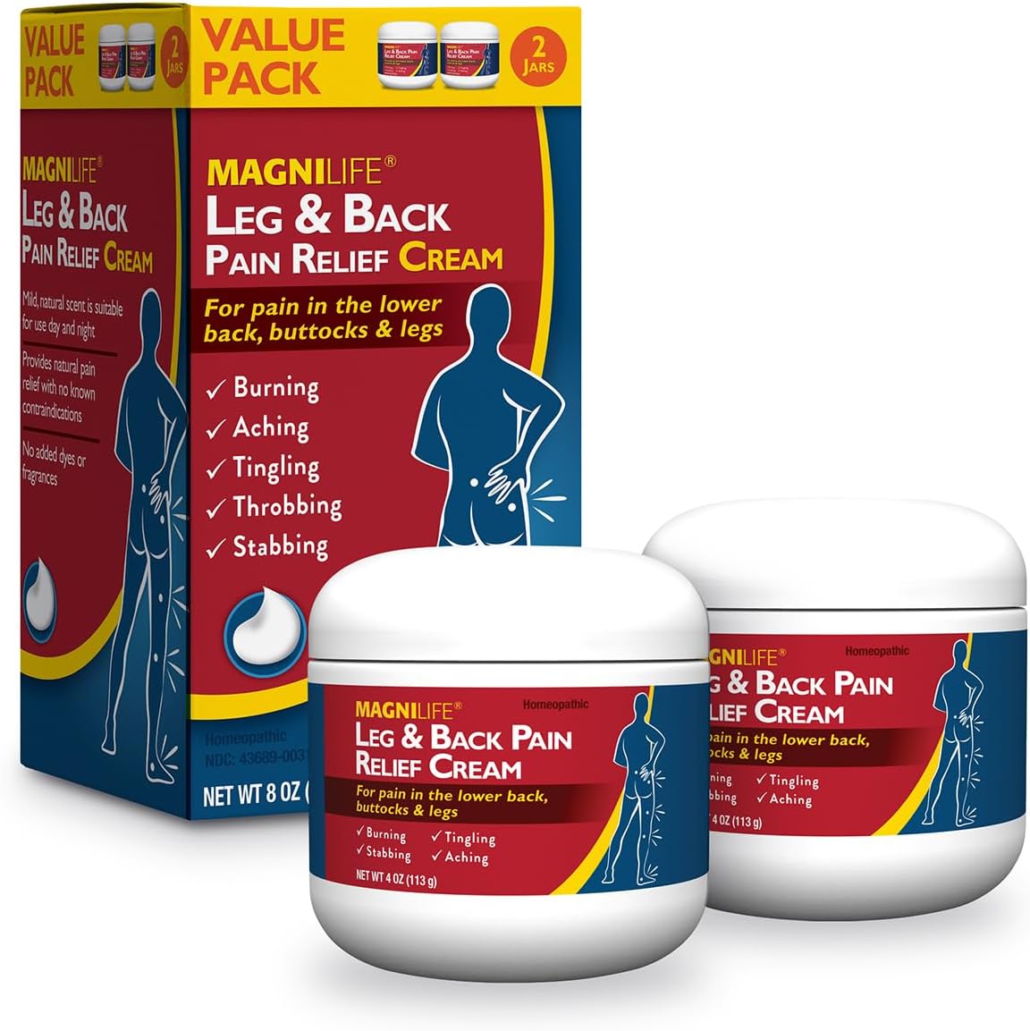 Leg & Back Pain Relief Cream (4 oz), Topical Support for Leg Pain & Lower Back Discomfort, Fast Absorbing, No Residue, Mild Scent, Massage-in Formula
