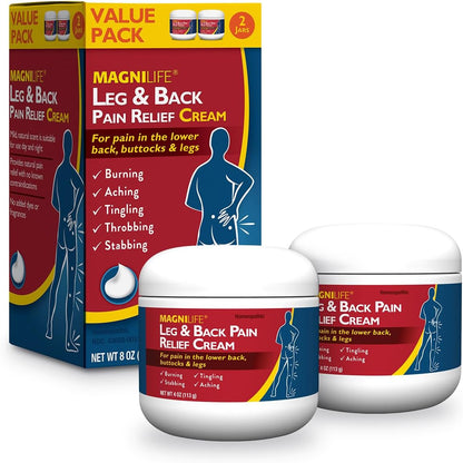Leg & Back Pain Relief Cream (4 oz), Topical Support for Leg Pain & Lower Back Discomfort, Fast Absorbing, No Residue, Mild Scent, Massage-in Formula