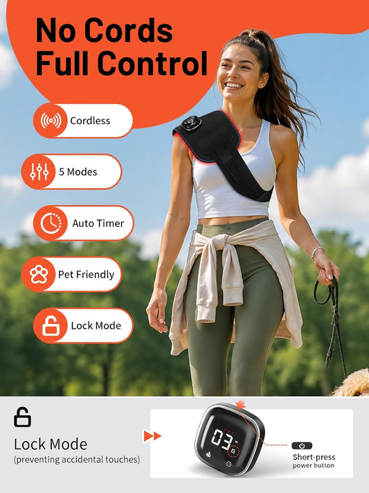 Red Light Therapy Pad with 5 Modes & 3000mAh Cord-Free Controller, 15"x7.1" Infrared Light Wrap, 3-in-1 660nm & 850nm LED for Back, Waist, Shoulder, Knee, Leg, Muscle, Color: Blue