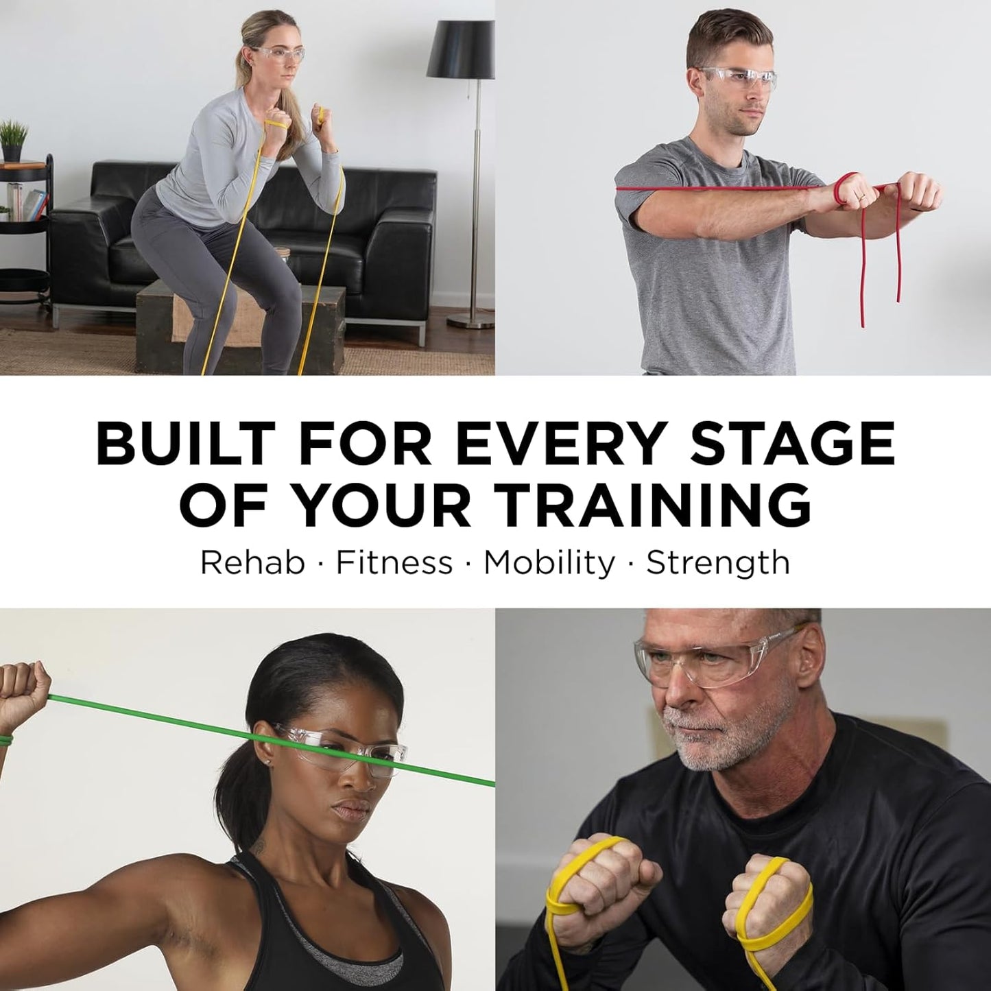 Resistance Tubes, Begginer Set, Yellow, Red, and Green, 5 ft Latex Tubing, Home or Clinic Use, Cut-to-Fit, Color-Coded Resistance Bands for Upper & Lower Body Workouts