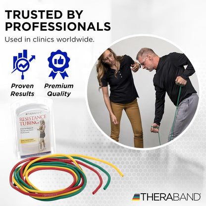 Resistance Tubes, Begginer Set, Yellow, Red, and Green, 5 ft Latex Tubing, Home or Clinic Use, Cut-to-Fit, Color-Coded Resistance Bands for Upper & Lower Body Workouts