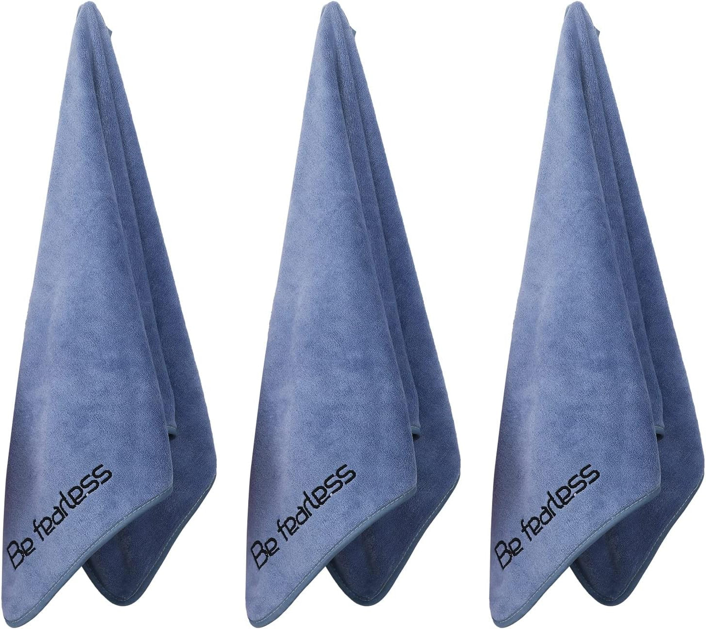 Microfiber Gym Towels Bigger Size Super Soft for Exercise Fitness, Sports, Workout, 380-GSM 15-Inch x 31-Inch Quick-Drying Towels (3 Pack, Grey+Blue+Purple)