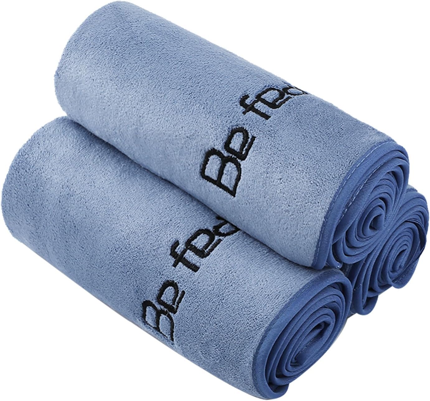 Microfiber Gym Towels Bigger Size Super Soft for Exercise Fitness, Sports, Workout, 380-GSM 15-Inch x 31-Inch Quick-Drying Towels (3 Pack, Grey+Blue+Purple)