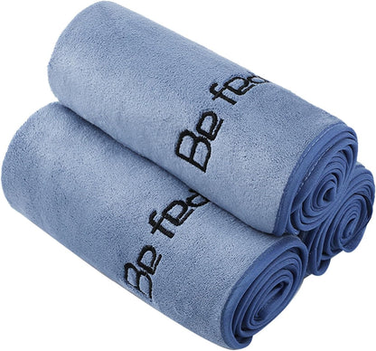 Microfiber Gym Towels Bigger Size Super Soft for Exercise Fitness, Sports, Workout, 380-GSM 15-Inch x 31-Inch Quick-Drying Towels (3 Pack, Grey+Blue+Purple)