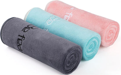 Microfiber Gym Towels Bigger Size Super Soft for Exercise Fitness, Sports, Workout, 380-GSM 15-Inch x 31-Inch Quick-Drying Towels (3 Pack, Grey+Blue+Purple)