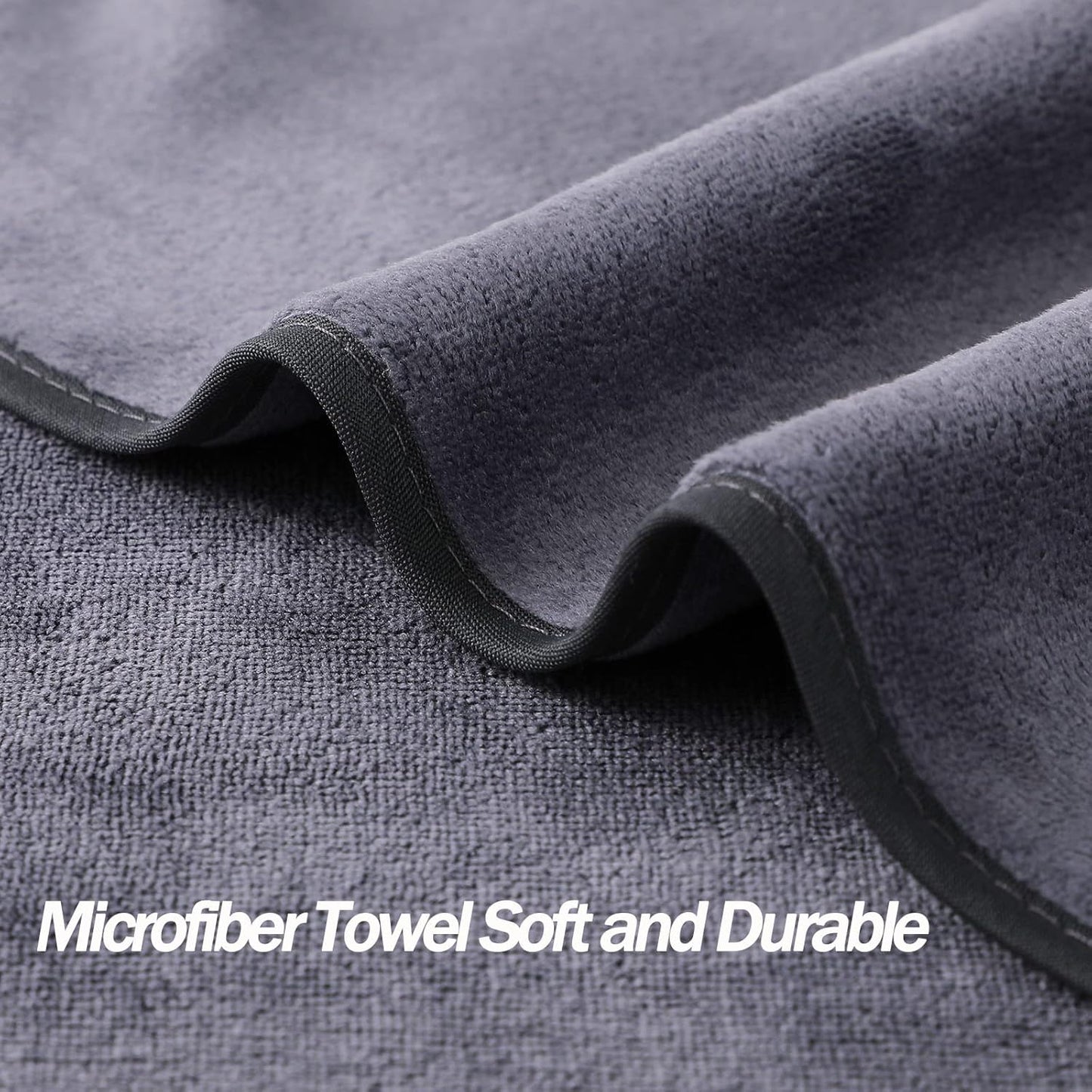 Microfiber Gym Towels Bigger Size Super Soft for Exercise Fitness, Sports, Workout, 380-GSM 15-Inch x 31-Inch Quick-Drying Towels (3 Pack, Grey+Blue+Purple)