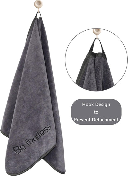 Microfiber Gym Towels Bigger Size Super Soft for Exercise Fitness, Sports, Workout, 380-GSM 15-Inch x 31-Inch Quick-Drying Towels (3 Pack, Grey+Blue+Purple)