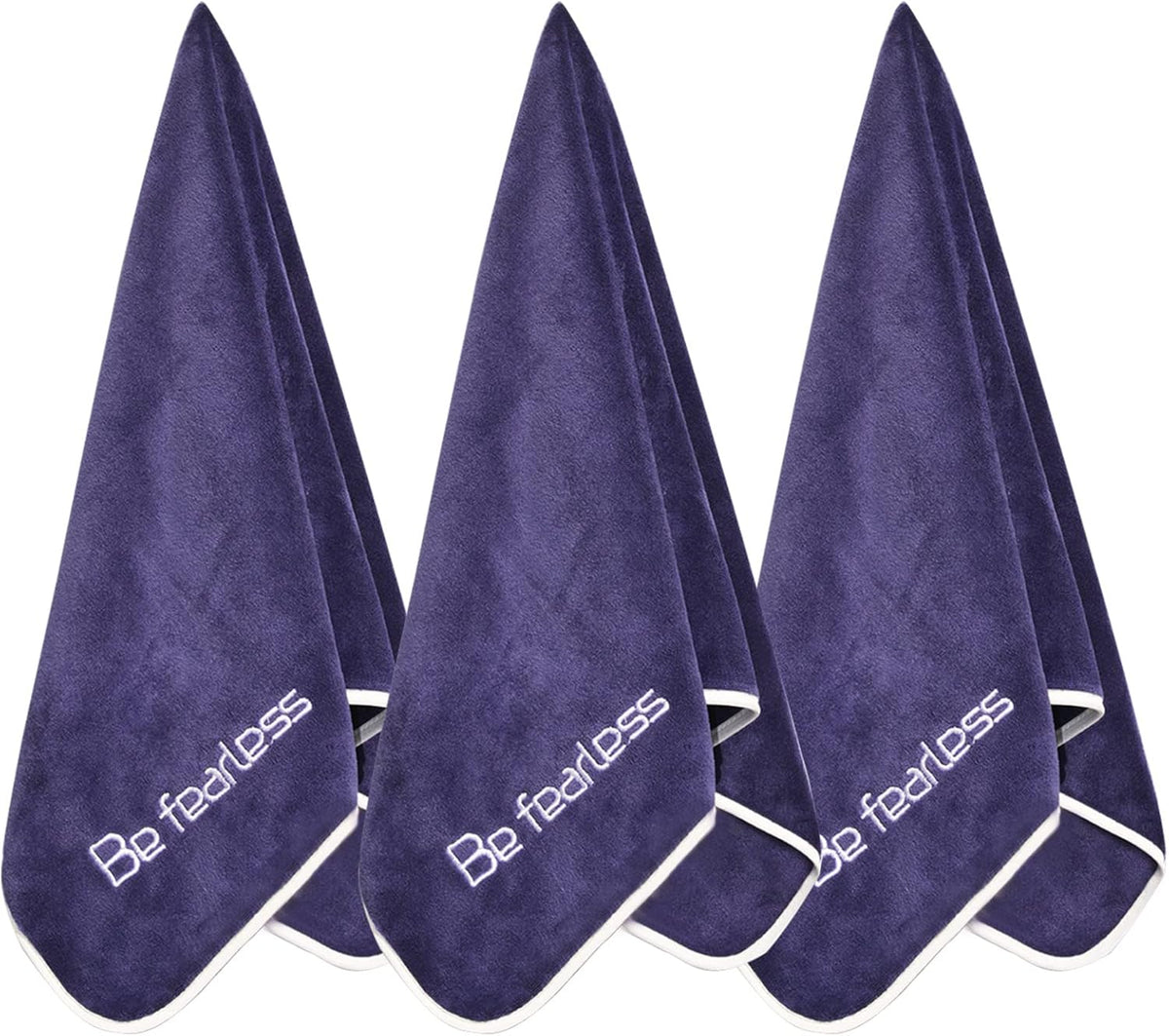 Microfiber Gym Towels Bigger Size Super Soft for Exercise Fitness, Sports, Workout, 380-GSM 15-Inch x 31-Inch Quick-Drying Towels (3 Pack, Grey+Blue+Purple)