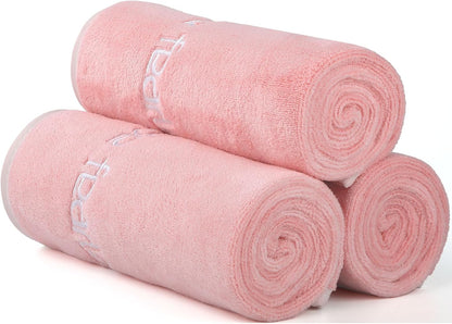 Microfiber Gym Towels Bigger Size Super Soft for Exercise Fitness, Sports, Workout, 380-GSM 15-Inch x 31-Inch Quick-Drying Towels (3 Pack, Grey+Blue+Purple)