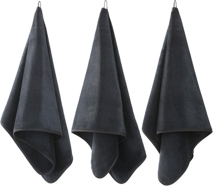 Microfiber Gym Towels Bigger Size Super Soft for Exercise Fitness, Sports, Workout, 380-GSM 15-Inch x 31-Inch Quick-Drying Towels (3 Pack, Grey+Blue+Purple)