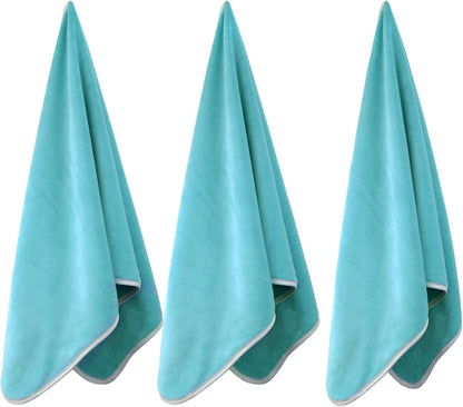 Microfiber Gym Towels Bigger Size Super Soft for Exercise Fitness, Sports, Workout, 380-GSM 15-Inch x 31-Inch Quick-Drying Towels (3 Pack, Grey+Blue+Purple)