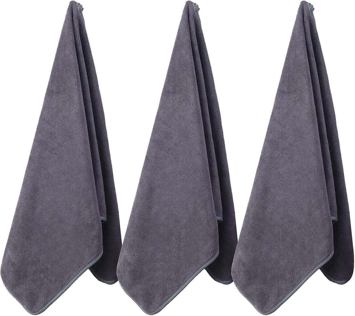 Microfiber Gym Towels Bigger Size Super Soft for Exercise Fitness, Sports, Workout, 380-GSM 15-Inch x 31-Inch Quick-Drying Towels (3 Pack, Grey+Blue+Purple)
