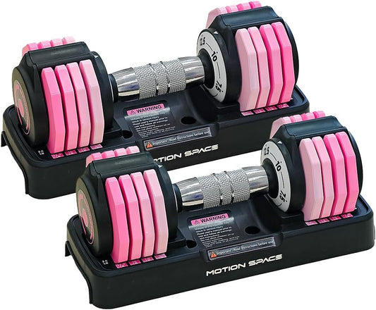Adjustable Dumbbells Set, 1-Sec Fast Adjustable 5 Free Weights, Premium Comfort Non-slip Metal Handle, Compact Size for Full Body Home Workout