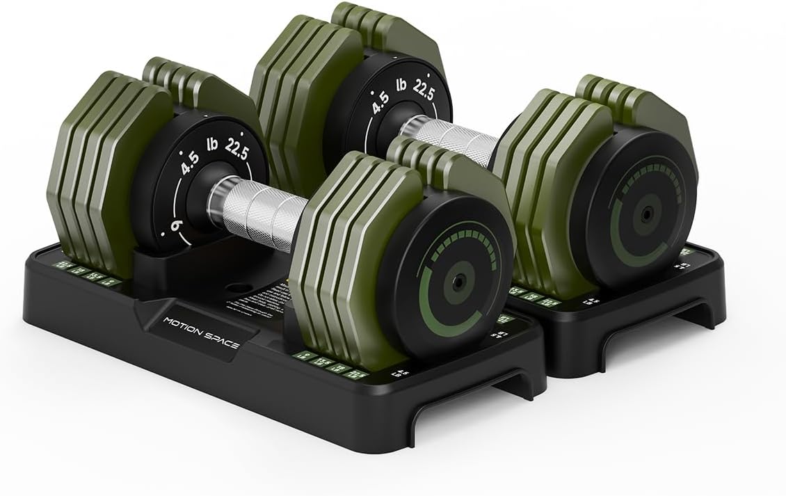 Adjustable Dumbbells Set, 1-Sec Fast Adjustable 5 Free Weights, Premium Comfort Non-slip Metal Handle, Compact Size for Full Body Home Workout