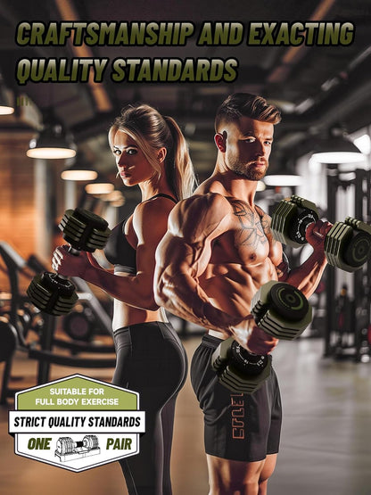 Adjustable Dumbbells Set, 1-Sec Fast Adjustable 5 Free Weights, Premium Comfort Non-slip Metal Handle, Compact Size for Full Body Home Workout