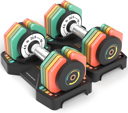 Adjustable Dumbbells Set, 1-Sec Fast Adjustable 5 Free Weights, Premium Comfort Non-slip Metal Handle, Compact Size for Full Body Home Workout