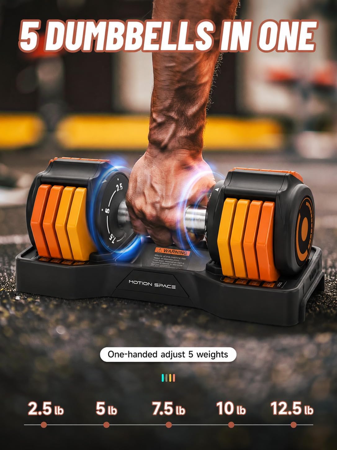 Adjustable Dumbbells Set, 1-Sec Fast Adjustable 5 Free Weights, Premium Comfort Non-slip Metal Handle, Compact Size for Full Body Home Workout