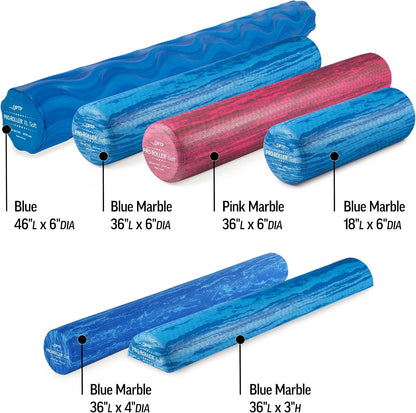 PRO-Roller Soft Density Foam Roller – Round, Blue, 36" x 6" | Soft foam roller for physical therapy, Pilates, yoga foam roll exercises, muscle recovery, blue, 36" x 6"