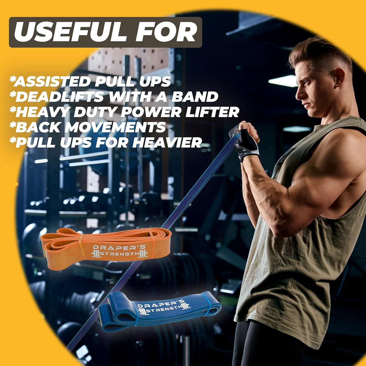 Heavy Duty Resistance Stretch Loop Bands for Powerlifting Workout Exercise and Assisted Pull Ups