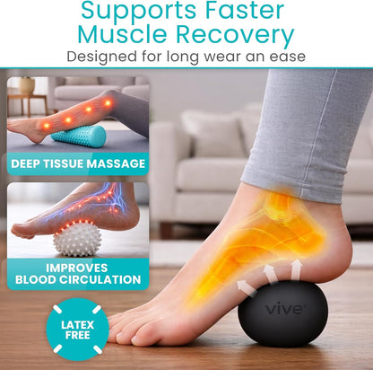 Massage Ball Set (4 Piece) - Plantar Fasciitis Relief Foot Pain Hot Cold Therapy - Heel Spur, Sore Muscle, Trigger Point, Back, Arm, Neck, Shoulder, Leg Circulation Roller