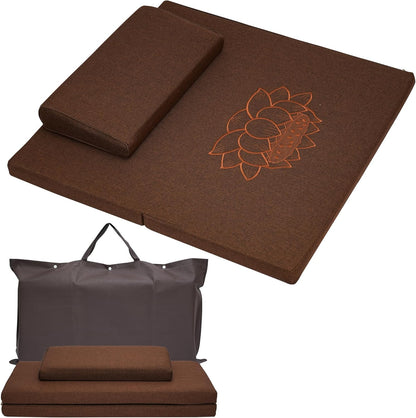 Meditation Cushion Set, 27.6in×27.6in Meditation Pillow for Sitting on Floor, Ergonomic Support for Yoga, Washable Cover, Large Size Floor Cushion for Yoga Mindfulness Meditation