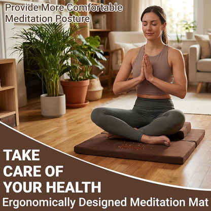 Meditation Cushion Set, 27.6in×27.6in Meditation Pillow for Sitting on Floor, Ergonomic Support for Yoga, Washable Cover, Large Size Floor Cushion for Yoga Mindfulness Meditation
