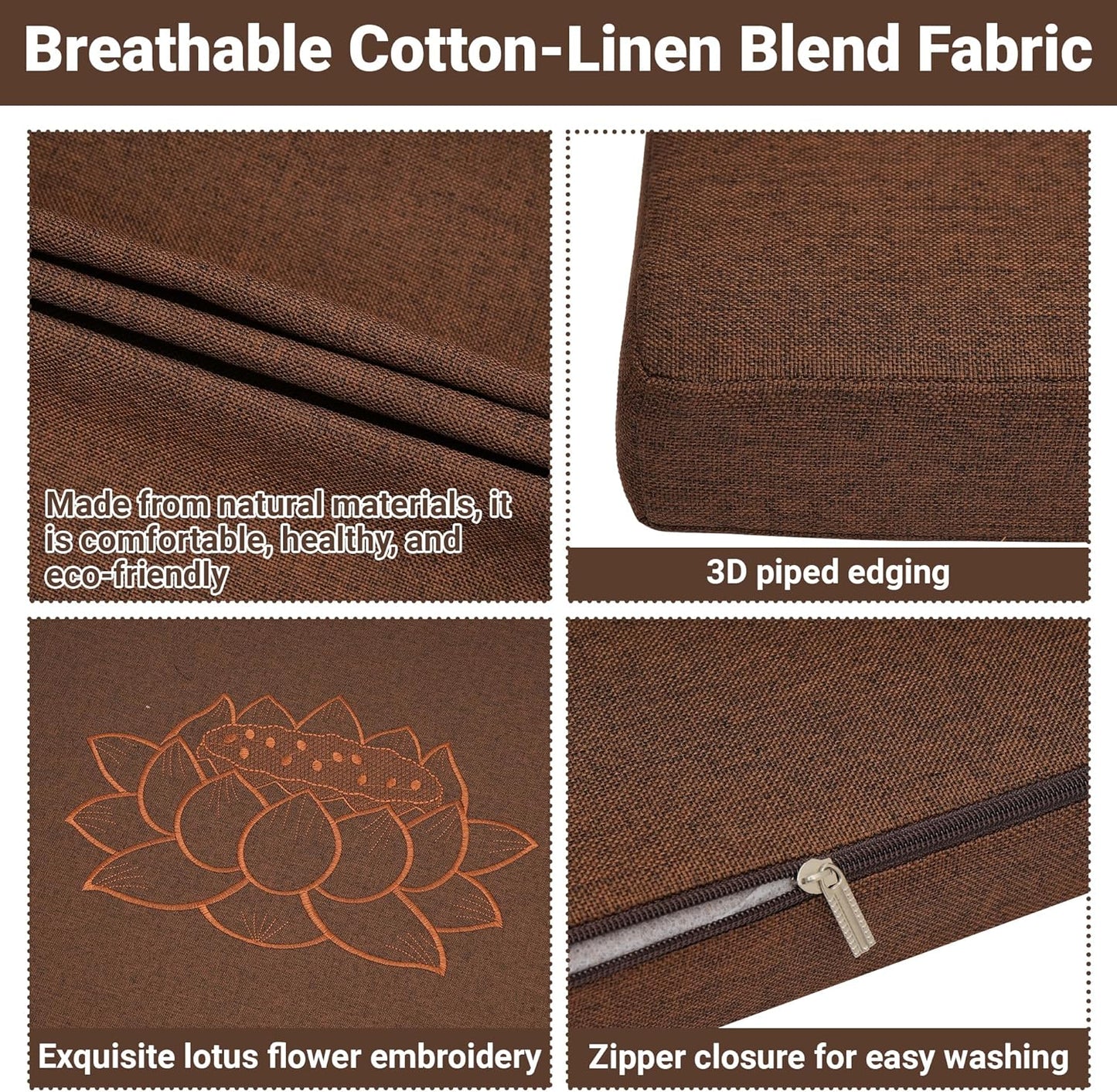 Meditation Cushion Set, 27.6in×27.6in Meditation Pillow for Sitting on Floor, Ergonomic Support for Yoga, Washable Cover, Large Size Floor Cushion for Yoga Mindfulness Meditation