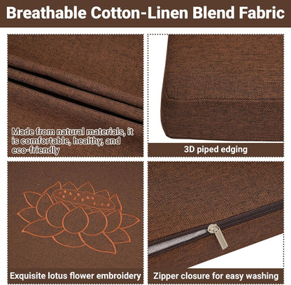 Meditation Cushion Set, 27.6in×27.6in Meditation Pillow for Sitting on Floor, Ergonomic Support for Yoga, Washable Cover, Large Size Floor Cushion for Yoga Mindfulness Meditation