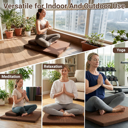 Meditation Cushion Set, 27.6in×27.6in Meditation Pillow for Sitting on Floor, Ergonomic Support for Yoga, Washable Cover, Large Size Floor Cushion for Yoga Mindfulness Meditation