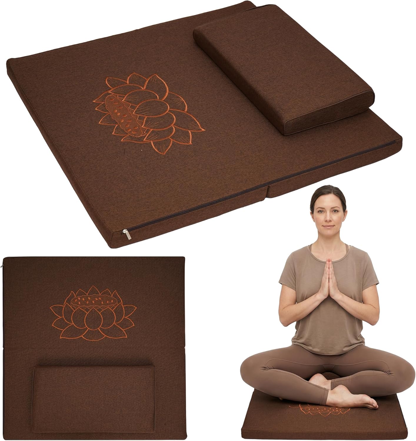 Meditation Cushion Set, 27.6in×27.6in Meditation Pillow for Sitting on Floor, Ergonomic Support for Yoga, Washable Cover, Large Size Floor Cushion for Yoga Mindfulness Meditation