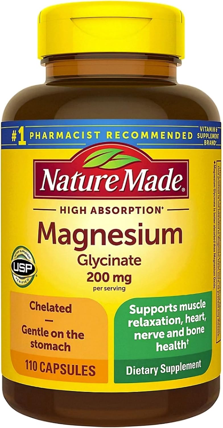 Nature Made Magnesium Glycinate 200 mg per Serving, 60 Capsules